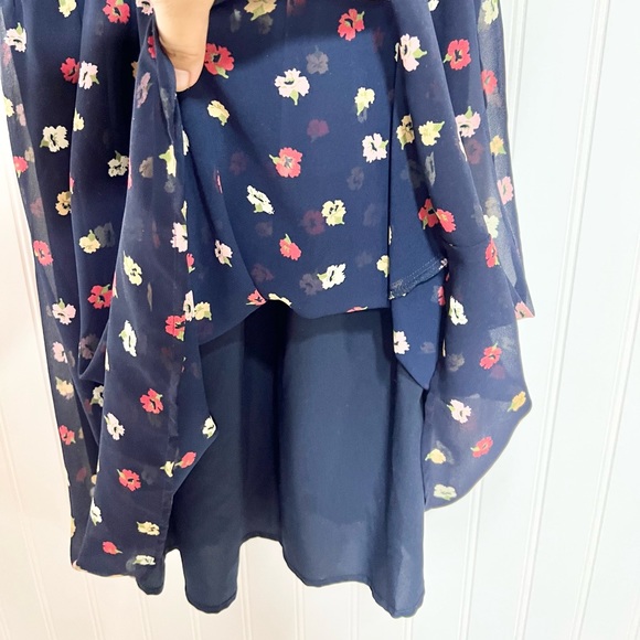 Madewell Ruffle Strap Faux Wrap Dress Size 00 Confetti Floral Blue Sleeveless - Picture 9 of 10